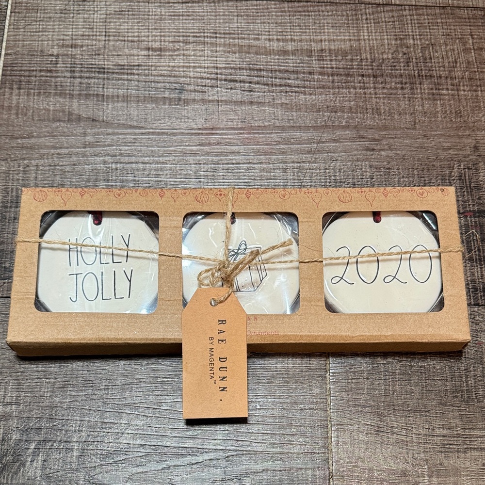 Rae Dunn White Ceramic Holiday Ornaments Set
